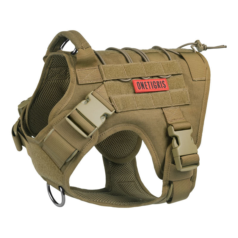 OneTigris Dog Harness Vest for Walking Hiking Hunting Tactical Military Water-Resistant MOLLE Training Harness for Service Dog