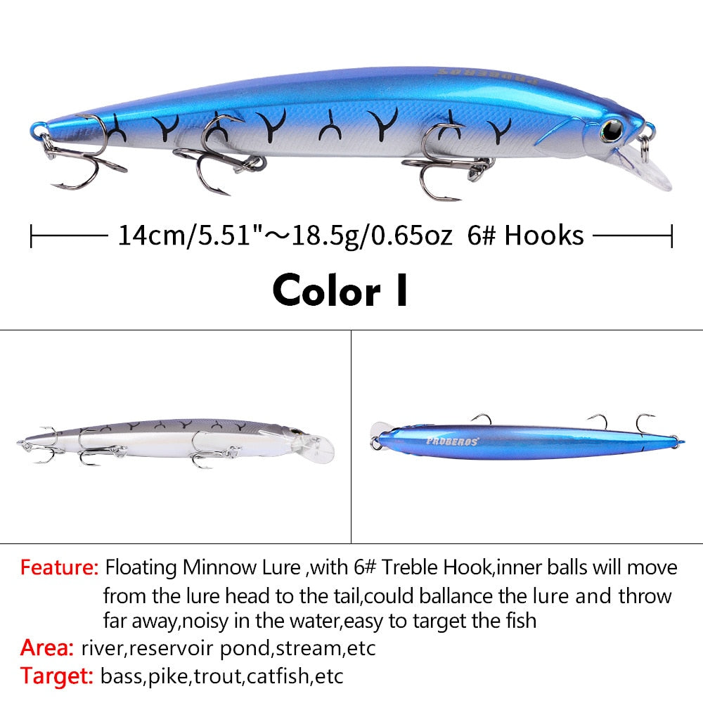 1PCS Bionic Minnow Fishing Lure Bass Trolling Artificial Hard Bait 14cm 18.5g Crankbait Wobblers 3D Eyes for Fishing Carp Pesca