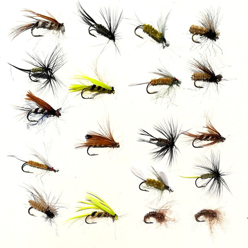 KKWEZVA 30pcs Fishing Lure Butter fly Insects different Style Salmon Flies Trout Single Dry Fly Fishing Lures Fishing Tackle