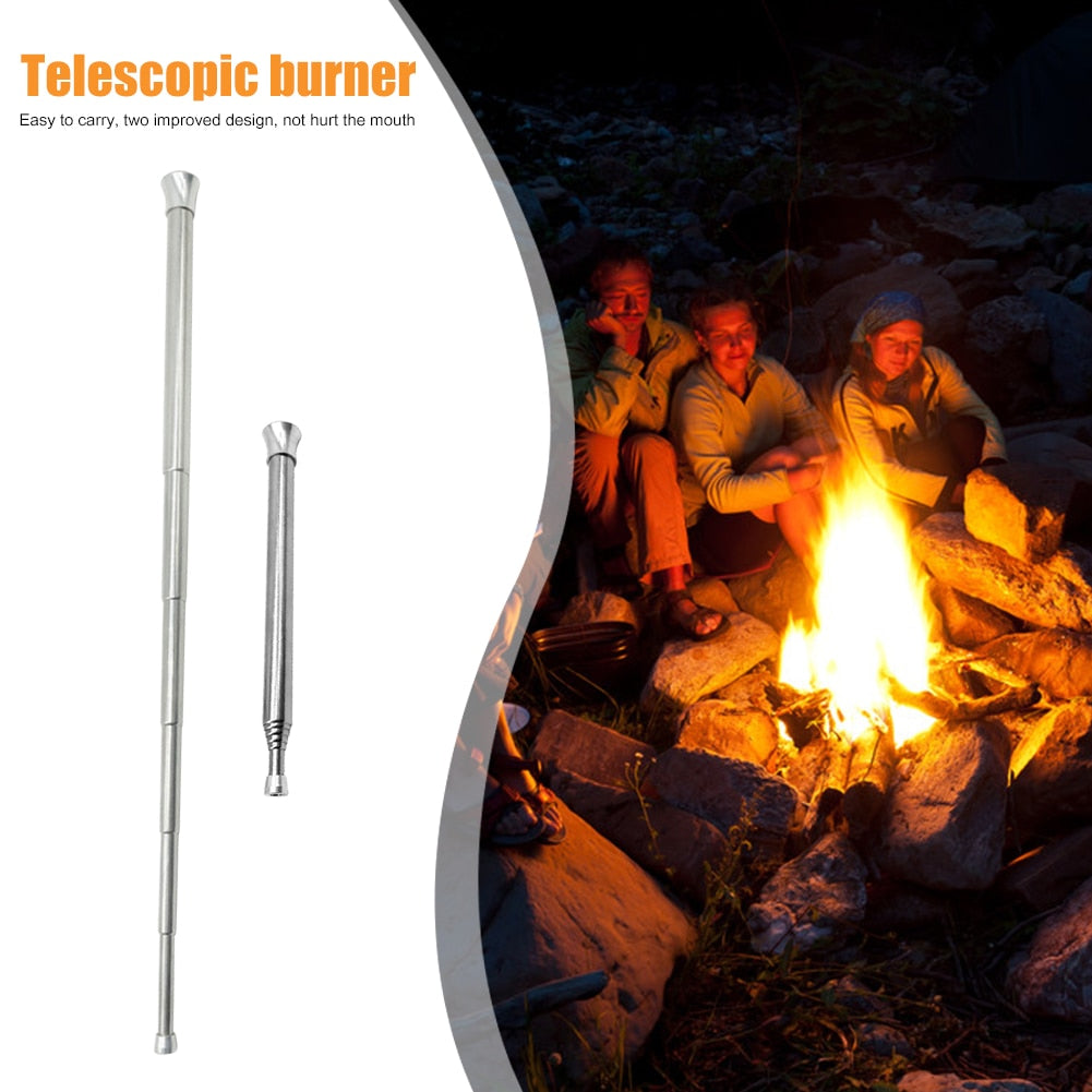 Outdoor Cooking Blow Fire Tube Portable Camping Fire Pipe Survival Tools Portable Metal Smooth Fire Blower Fire Starter Tube