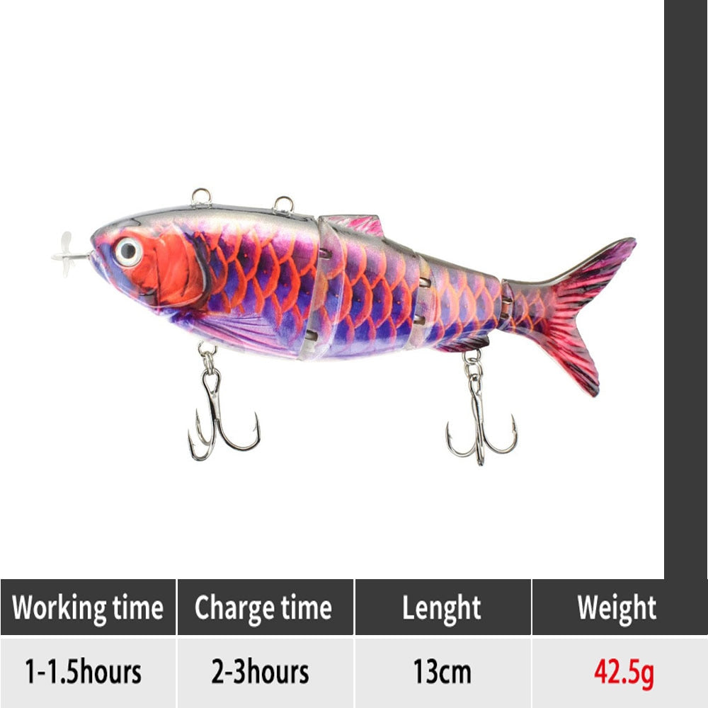 ODS Electric Lure Wobblers For Fishing 4-Segement Swimbait Rechargeable lure Crankbait Flashing LED light Robotic Fishing lure