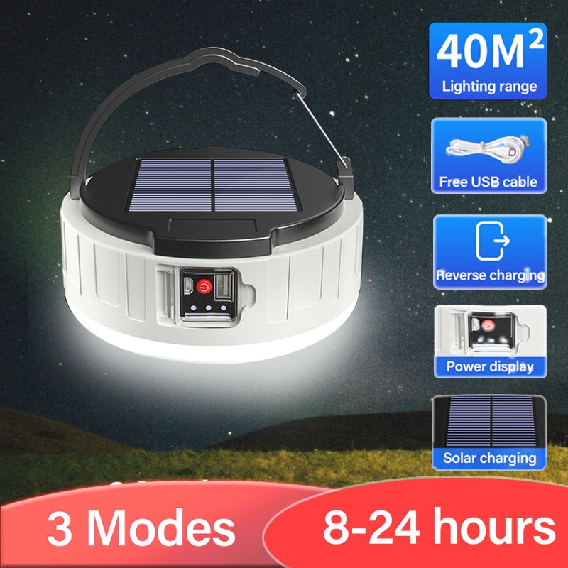Outdoor Solar Lights Solar panel USB Rechargeable Power Bank Pendant Light For Country House Garden Decoration Outdoor Led Lamp