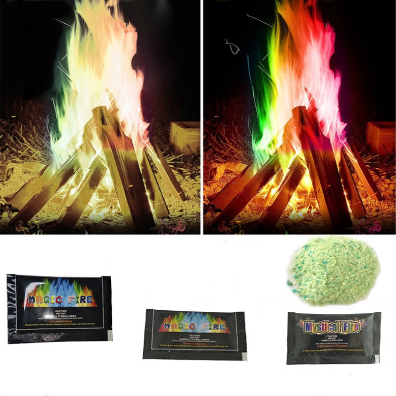10g/15g/25g/30g Magic Fire Colorful Flames Powder Bonfire Sachets Pyrotechnics Magic Trick Outdoor Camping Hiking Survival Tools