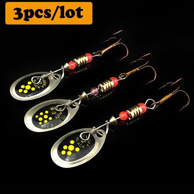 3pcs/lot Fishing Lures 55mm 3g Spinner Baits Metal Spoons Paillette isca Artificial Lure Carp Fishing pesca Bass Wobblers