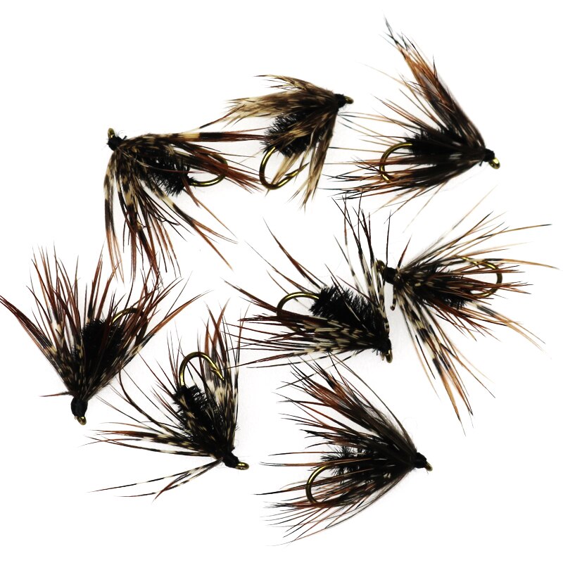 ICERIO 8PCS Pheasant Feathers Hackle Dry Flies Tying Hook Trout Fishing Fly Lure Bait