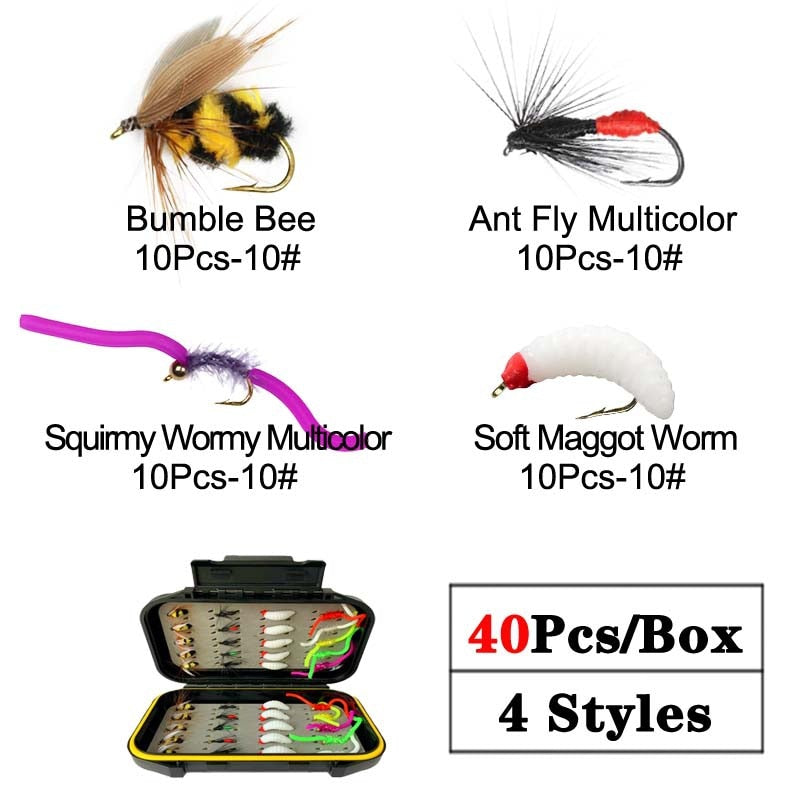 24-117Pcs Fly Fishing Flies Assortment Waterproof Fly Box Dry/Wet Flies Nymphs Flies Streamer Flies Trout Bass Fishing Lure