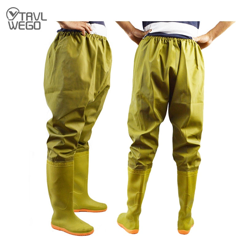 TRVLWEGO Fishing Clothes Hunting Wading Pants Waterproof Suit Breathable Chest Waders Overalls Fly Fish Trousers Rubber Material