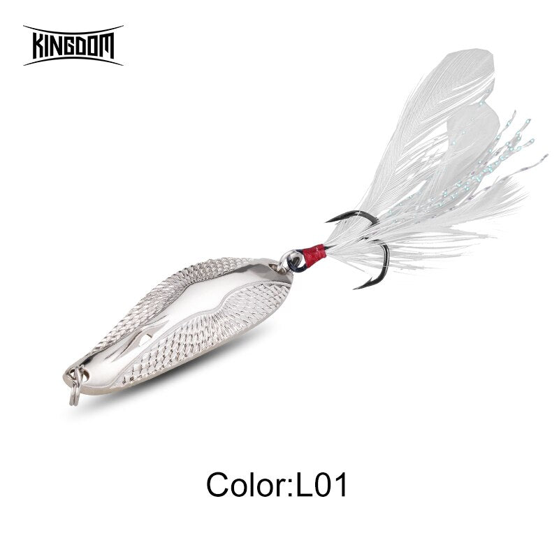 Kingdom Sinking Metal Lure Spinner Spoon Fishing Lures 5g 7g 10.5g 14g Wobblers Hard Baits Metal Material Feather Hook Swimbaits