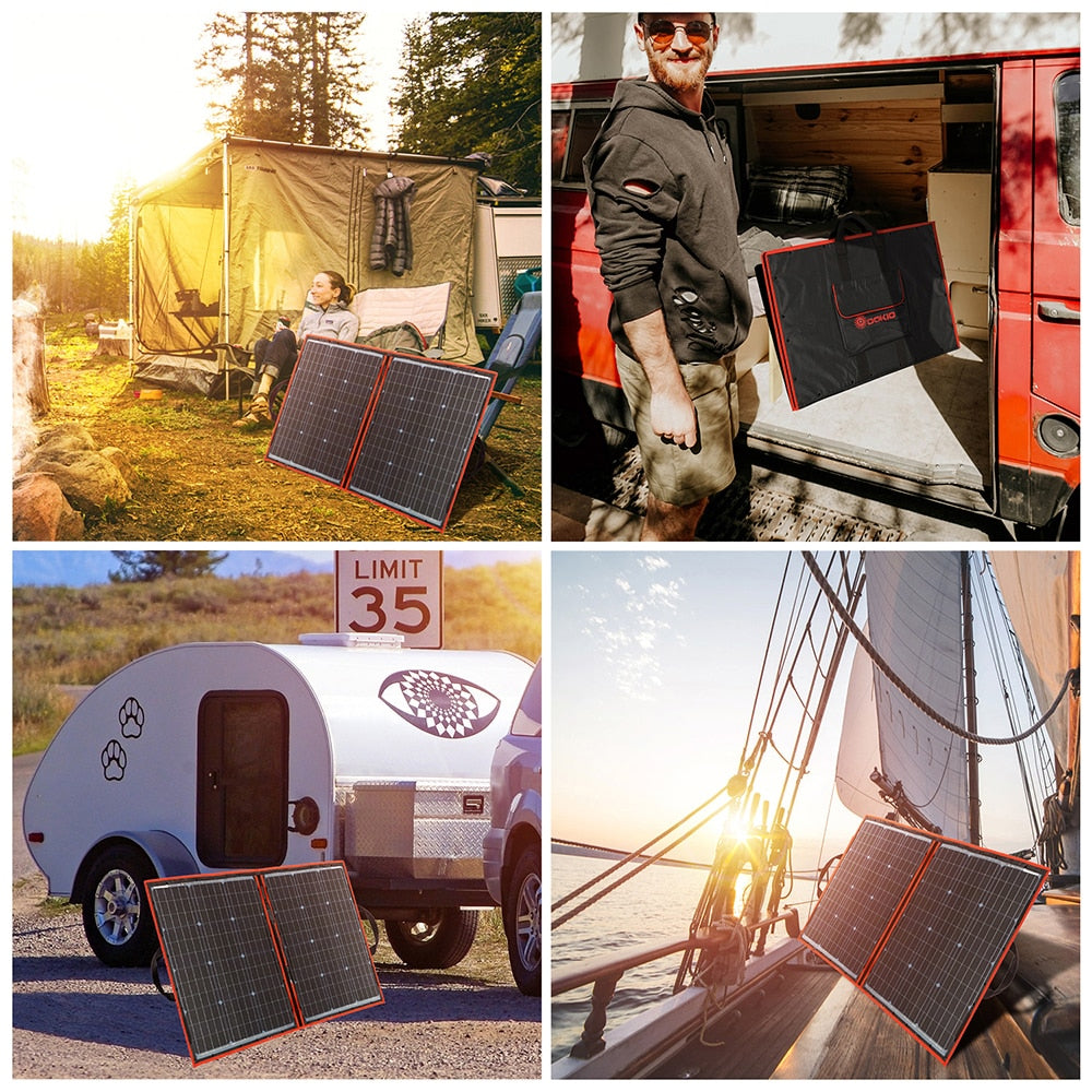 DOKIO 18V 100W 300W Portable Ffolding Solar Panels For Home 12V Car Charging 200W Solar Panels