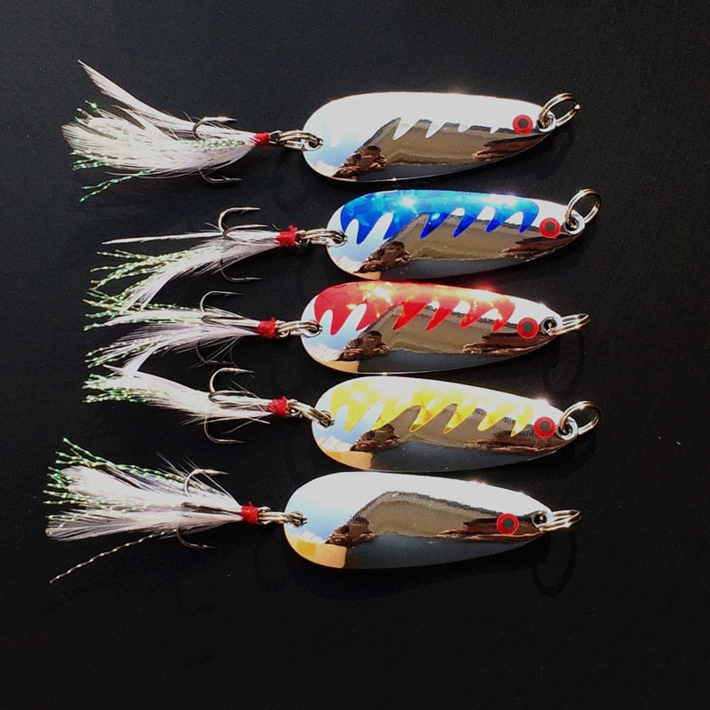 3pcs/lot 15G Metal VIB Fishing Lure Vibration Spoon Lure Crankbait Bass Artificial Hard Baits with Feather Hook VIB tackle