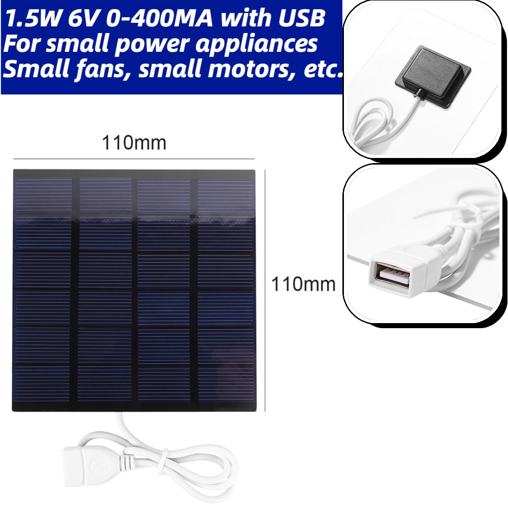 USB Solar Charger Panel 5V 2W 400mA Portable Solar Panel Output USB Outdoor Portable Solar System for Cell Mobile Phone Chargers