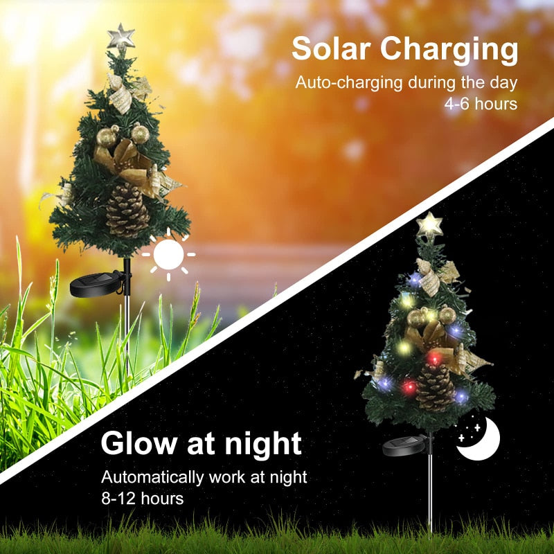 Solar Christmas Tree Light Smart Light Sensing Lawn Lamp Outdoor Waterproof Garden Lights LED Pine Cones Yard Landscape Decor