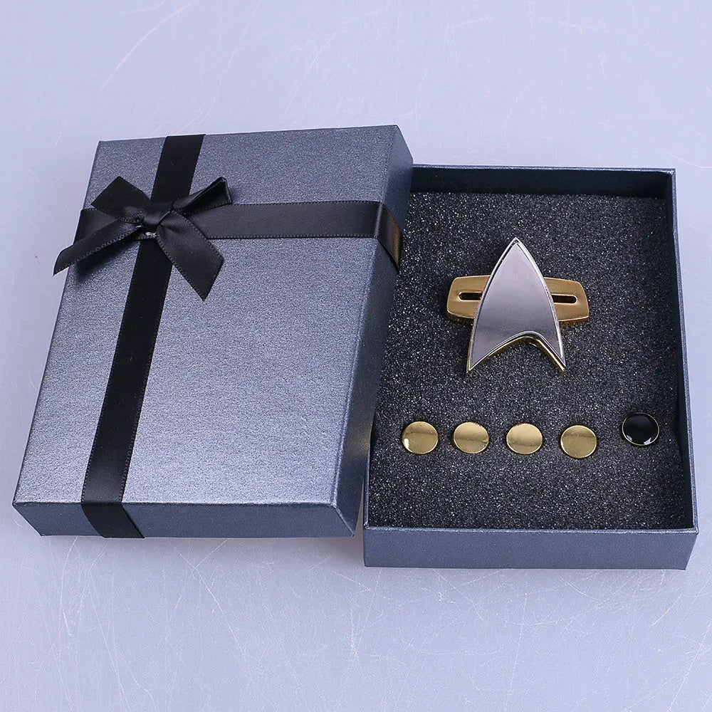 ST Badge Star Voyager Communicator The Next Generation Metal Badges Pin&amp;Rank Pip/Pips 6pcs Set Cosplay Prop