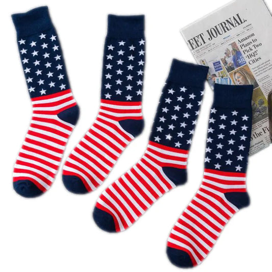 1 Pair  American Trump Flag Socks American Flag Socks Striped Cotton Socks Sports Socks