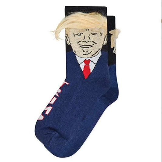 Fashion Novelty Funny Socks 3D Print President Donald Trump Crew Sock Men Male Harajuku Streetwear Hip Hop Skateboard Long Socks