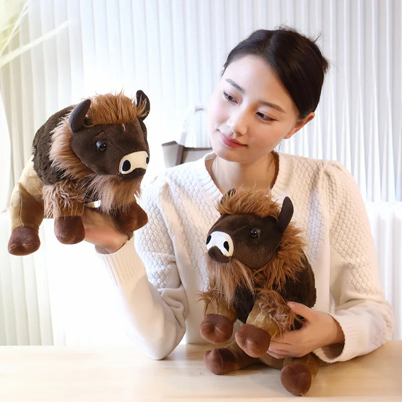 Funny Simulation Wild Animal Bison Dolls Plush Toy Real Life Animals Cattle Dolls Baby Birthday Gifts Toys Home Decor