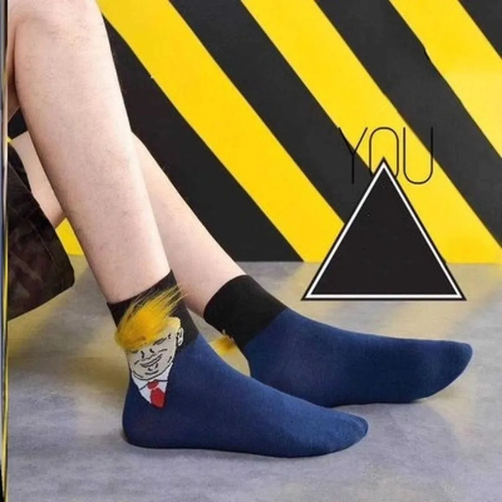 Fashion Novelty Funny Socks 3D Print President Donald Trump Crew Sock Men Male Harajuku Streetwear Hip Hop Skateboard Long Socks