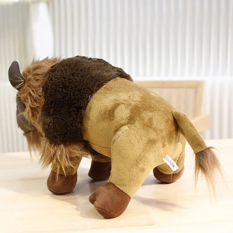 Funny Simulation Wild Animal Bison Dolls Plush Toy Real Life Animals Cattle Dolls Baby Birthday Gifts Toys Home Decor