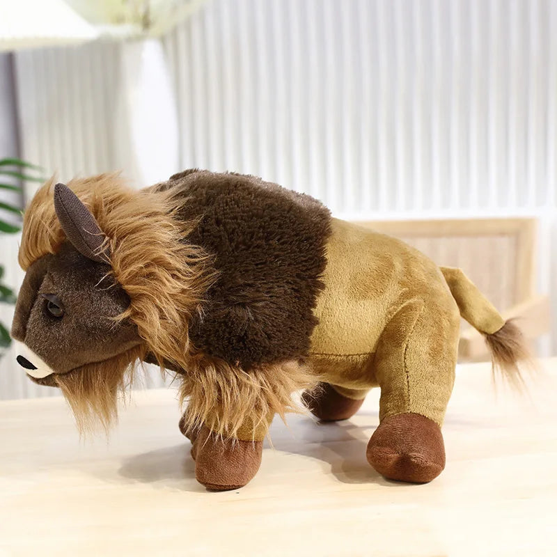 Funny Simulation Wild Animal Bison Dolls Plush Toy Real Life Animals Cattle Dolls Baby Birthday Gifts Toys Home Decor