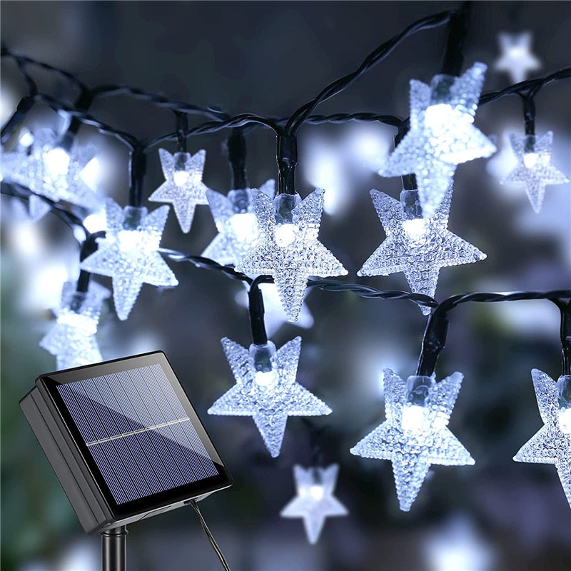 Solar String Lights LED Star Lamp with 8 Modes Waterproof Solar Powered Patio Light for Garden Lawn Backyard Outdoor Decoration