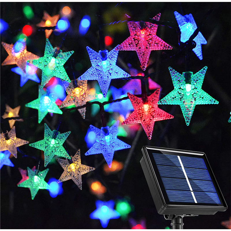 Solar String Lights LED Star Lamp with 8 Modes Waterproof Solar Powered Patio Light for Garden Lawn Backyard Outdoor Decoration