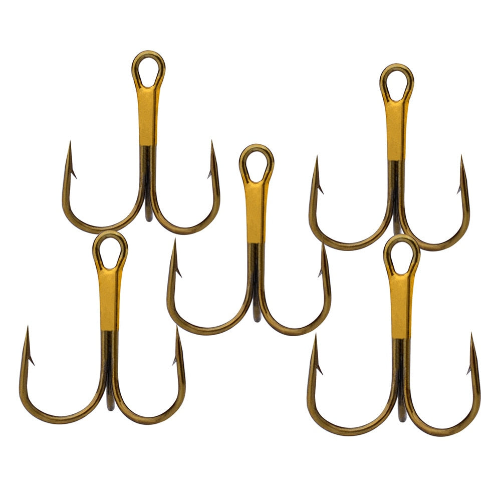 50Pcs/lot 2/4/6/8/10/12/14# Black/Gold/Silver Fishing Hook High Steel Carbon Material Three Hooks Fishing Tackle Tools