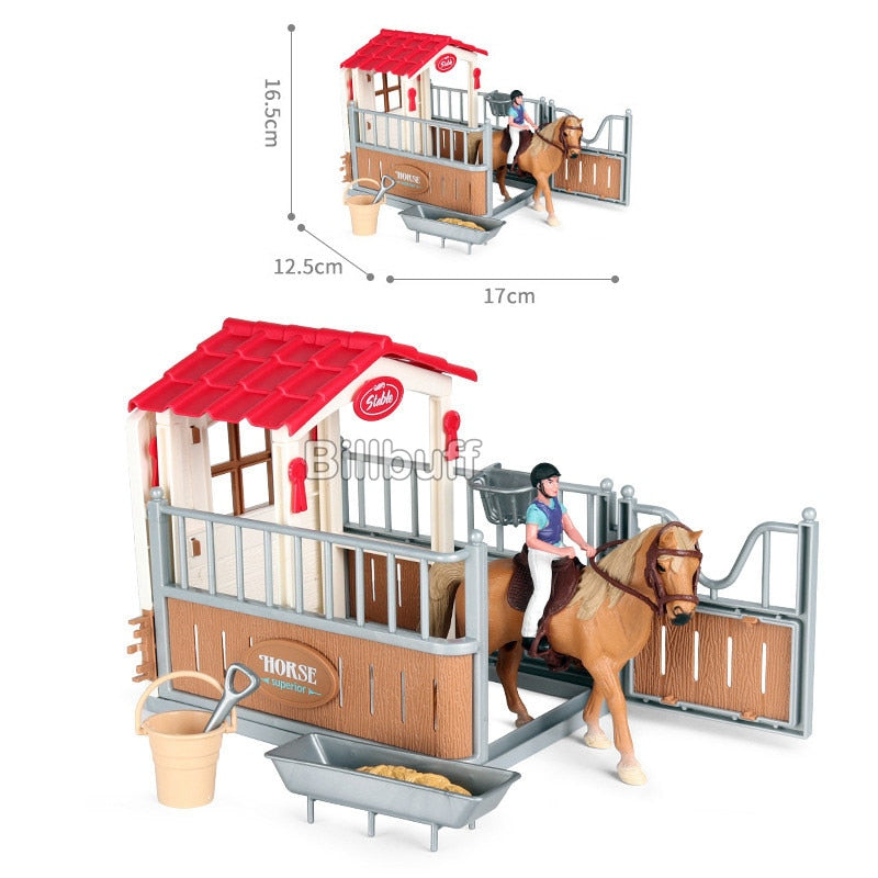 Simulation Farm Animals House Car Action Poultry Figures Horseman Horse Model Early educational toys for children Christmas gift