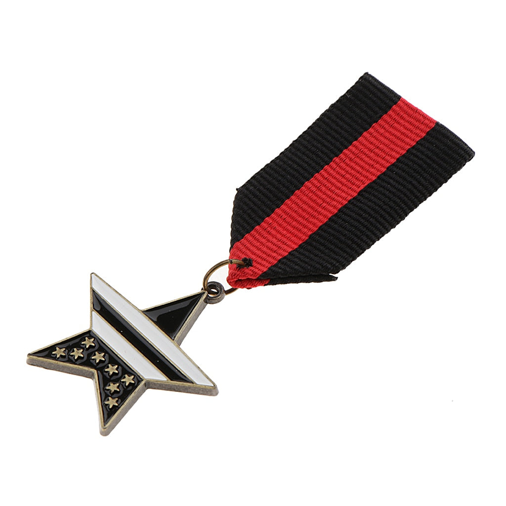Striped Fabric Badge Brooch Pin Crown Star Medal Milirtay Uniform Corsage