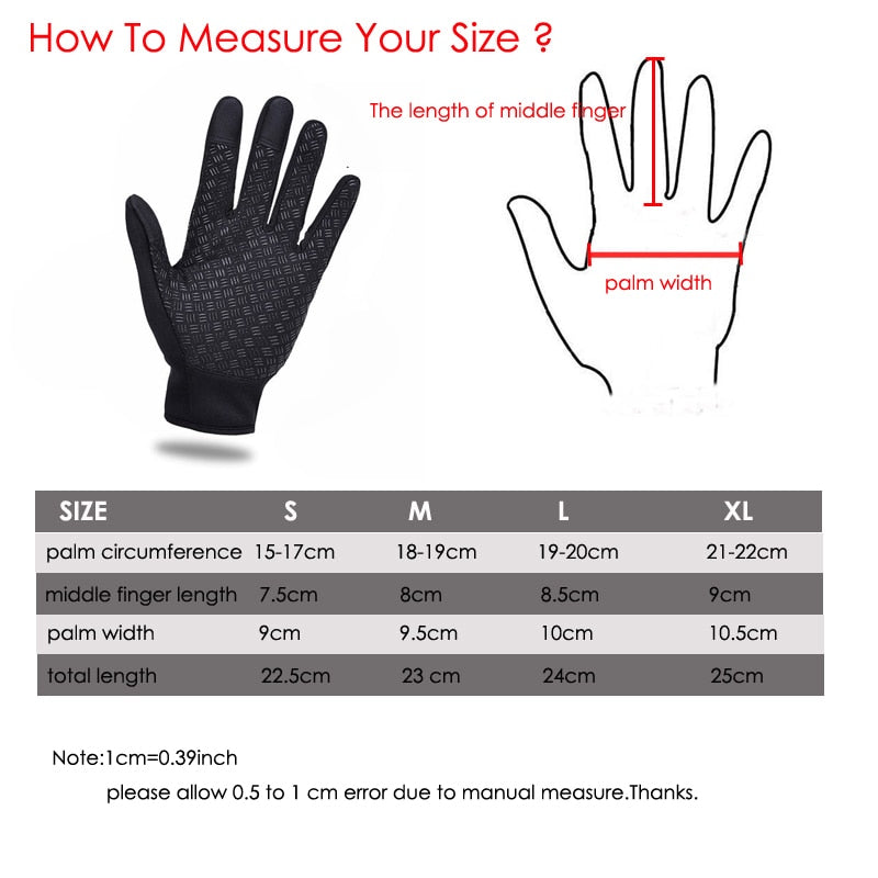 1 Pairs Gloves Anti Slip Windproof Thermal Warm Touchscreen Glove Breathable Tactico Winter Men Women Black Zipper Gloves