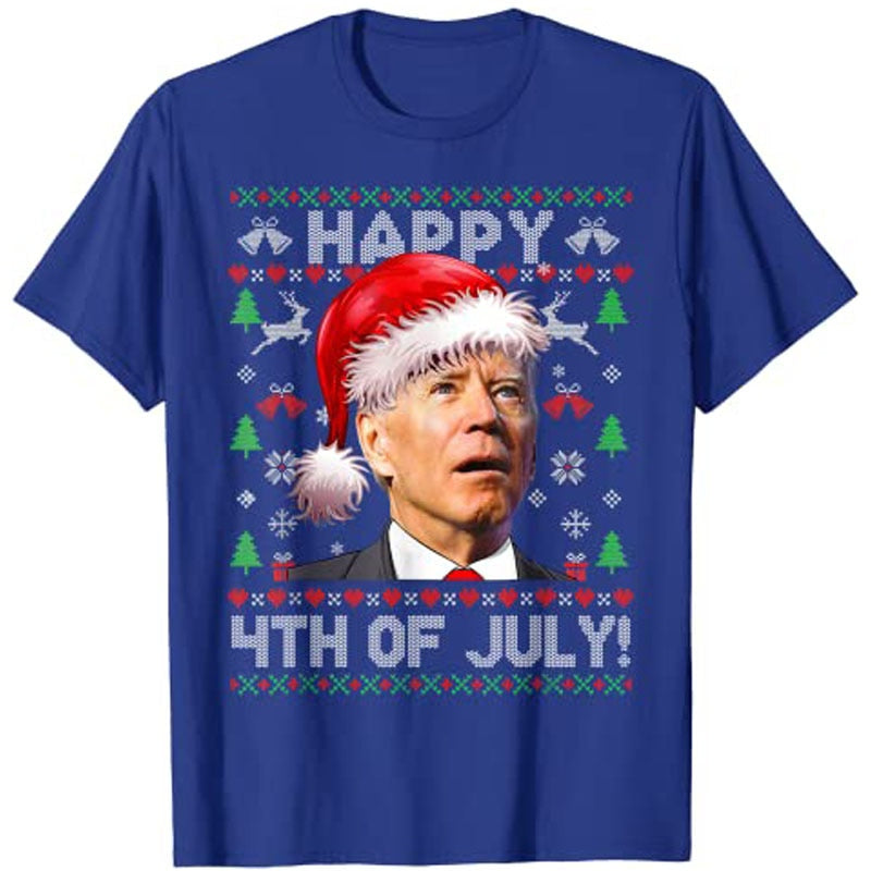 Santa Joe Biden Happy 4th of July Ugly Christmas Sweater T-Shirt