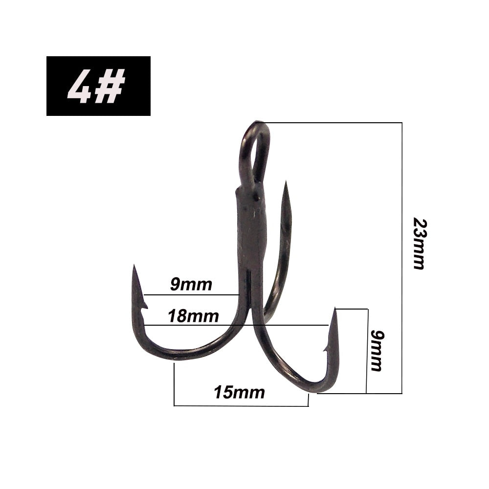 ESFISHING 12pcs Fishing Hook Carbon Steel Barbed Fishhooks Super Sharp Triple Hooks Sea Tackle Accessories with Box