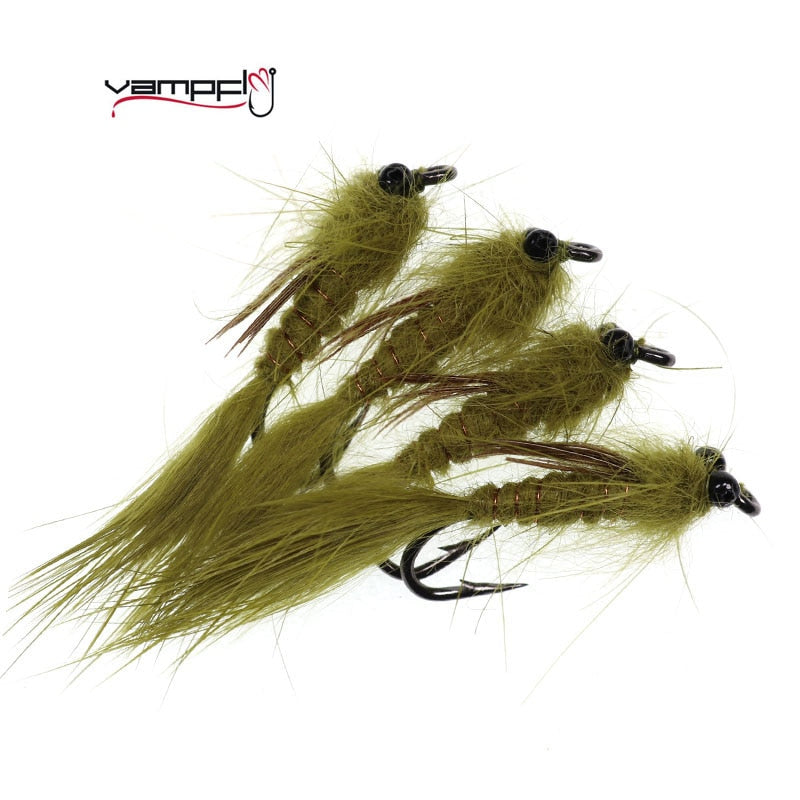 Vampfly 4PCS #10 Chain Head  Vivid Dragon Fly Nymph Streamer Lure Trout Fly Fishing Tackle Bait