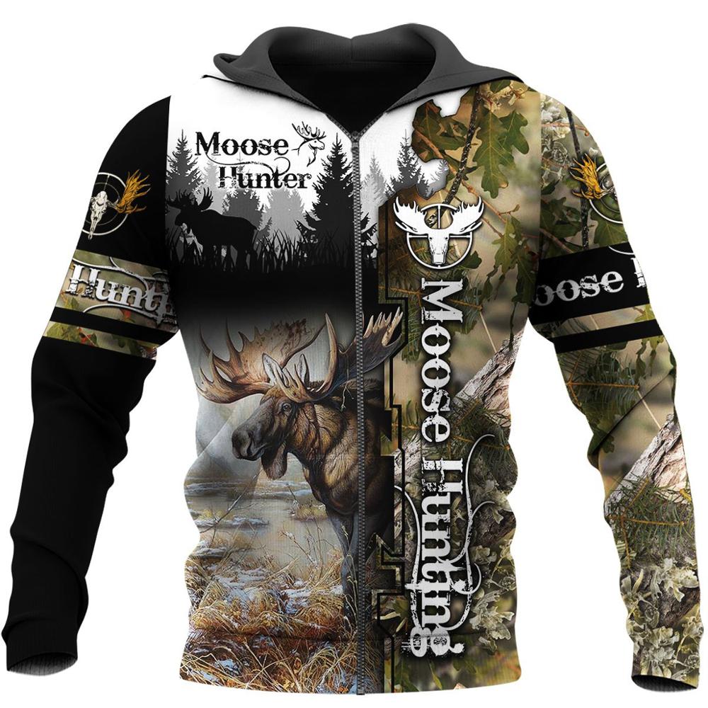 Moose Hunting Camo 3D Print Hoodies men/women Harajuku Fashion Hooded Sweatshirt Autumn Hoody Casual streetwear hoodie SL-074