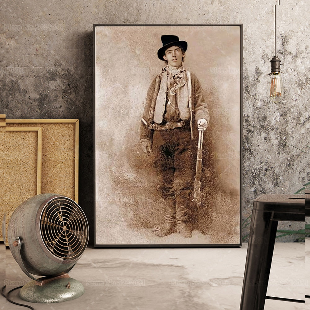 Billy The Kid Enhanced Poster Clear Face Outlaw American Old West Criminal Canvas Painting Wall Art Decor