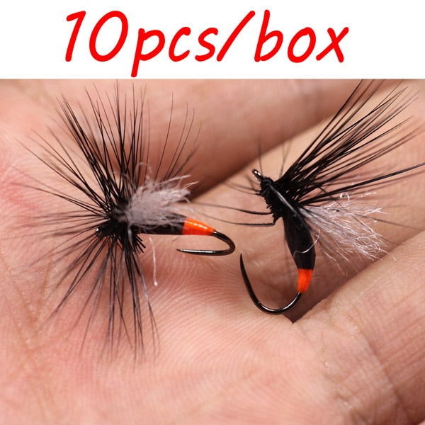 Bimoo 10PCS Size #12 Winged Black Ant Dry Fly Fishing Flies for Rocky River Trout Fishing Flies Artificial Bait Lures