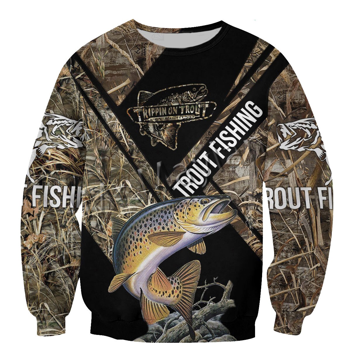 3D Print Fashion Animal Trout Fishing Art Camo Men Women Sportswear Casual Hoodie Zipper / Sweatshirt / Jacket / Plus Size S-189