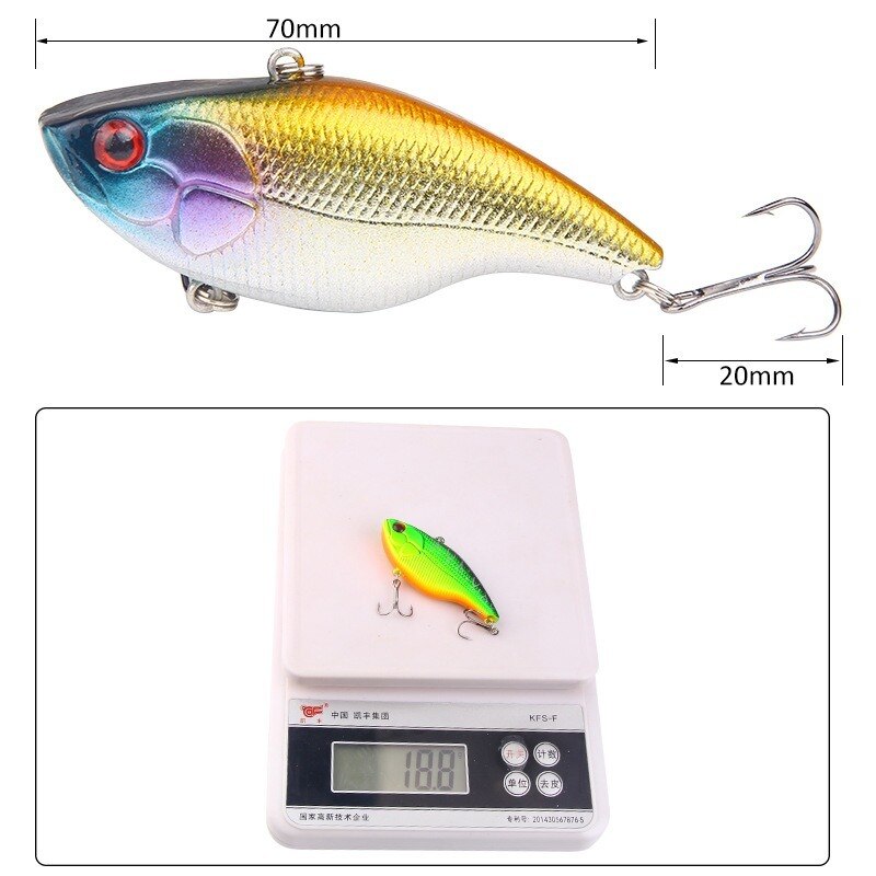 1PCS Hard Fishing Lure 7cm 18.8G Plastic VIB Hard Artificial Bait Treble Hooks Peche Bass Pike Trolling Pesca Fishing Tackle