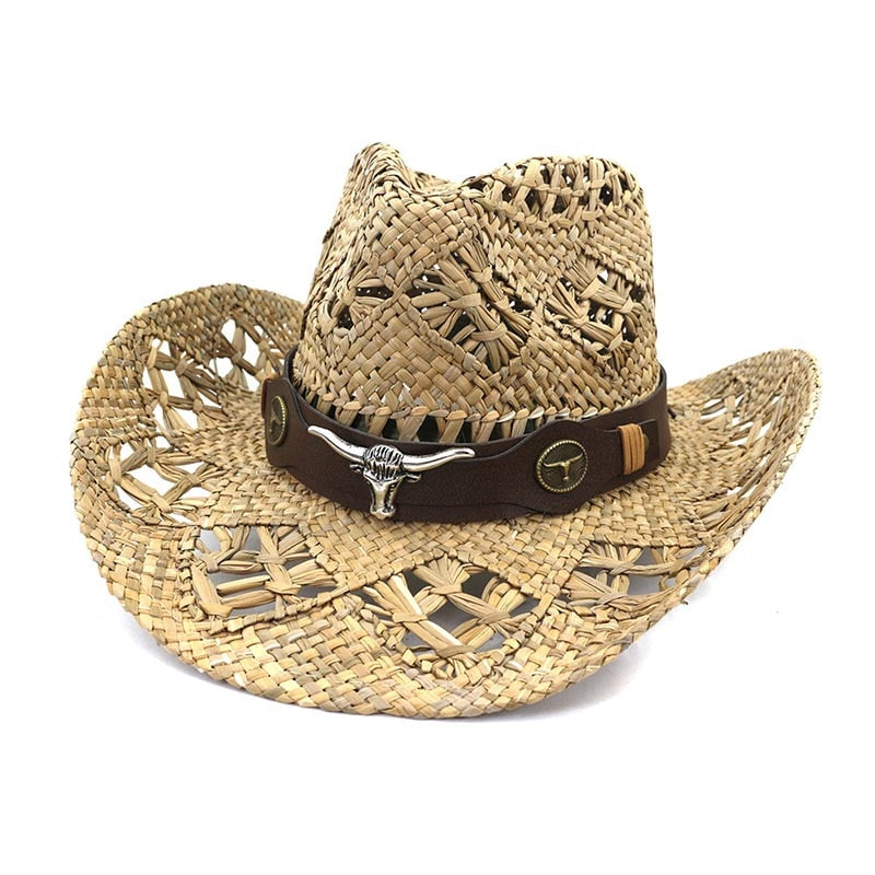 2020 New Fashion Summer Sun Cowboy Hat Hand-crafted Panama Beach Wide Brim Cap for Men Women Straw Hats