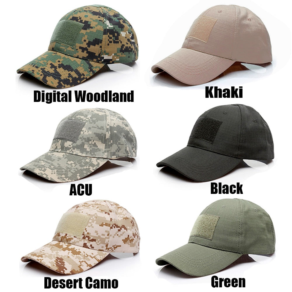 Adjustable Baseball Cap Tactical Summer Sunscreen Hat Camouflage Military Army Camo Airsoft Hunting Camping Hiking Fishing Caps