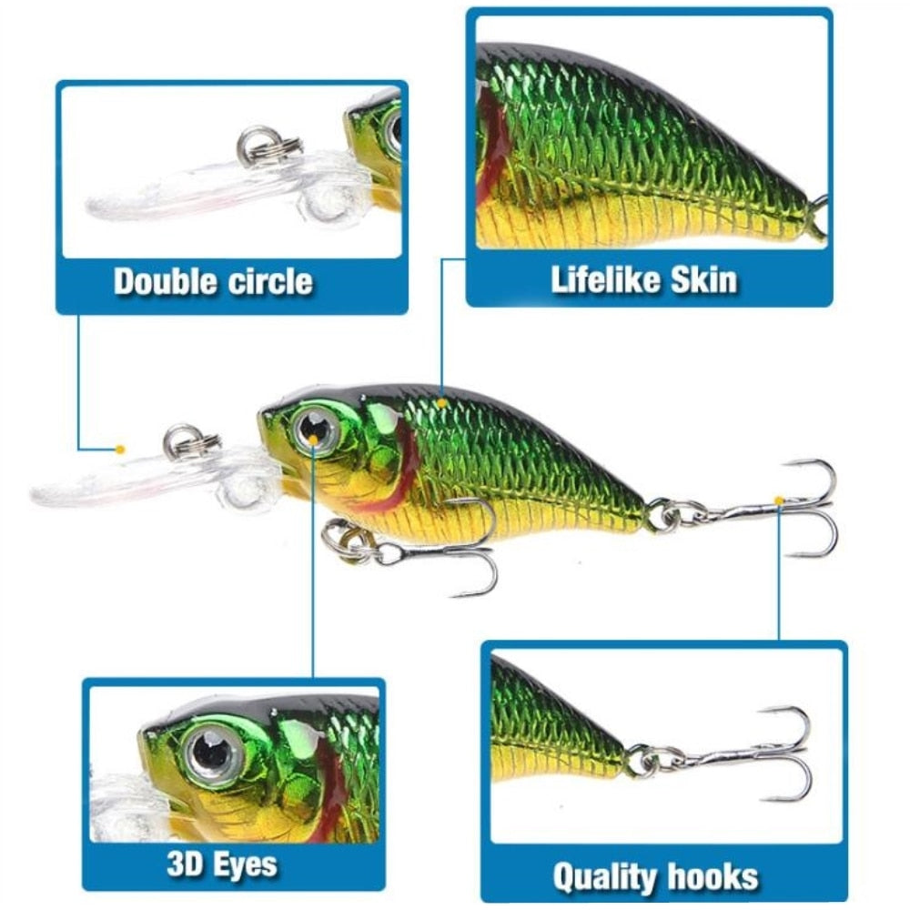 1pcs Floating Crankbait Fishing Lure Wobbler 6cm 4.3g Minnow Artificial plastic Hard Bait Bass Pike Fishing Tackle Pesca