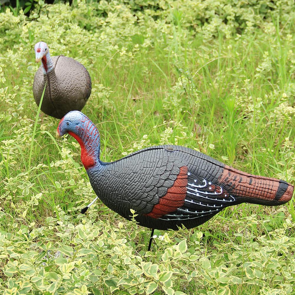 1 Pair Lifelike Collapsible Jake &amp; Hen Turkeys Decoy for Hunting with Stakes Carry Bag Collapsible Lightweight