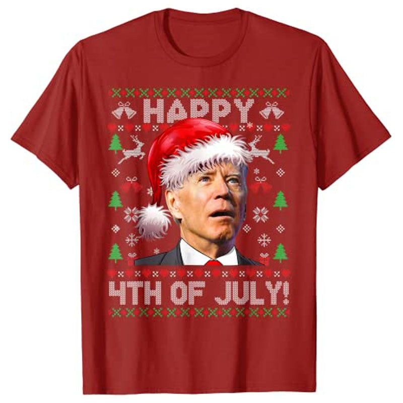 Santa Joe Biden Happy 4th of July Ugly Christmas Sweater T-Shirt