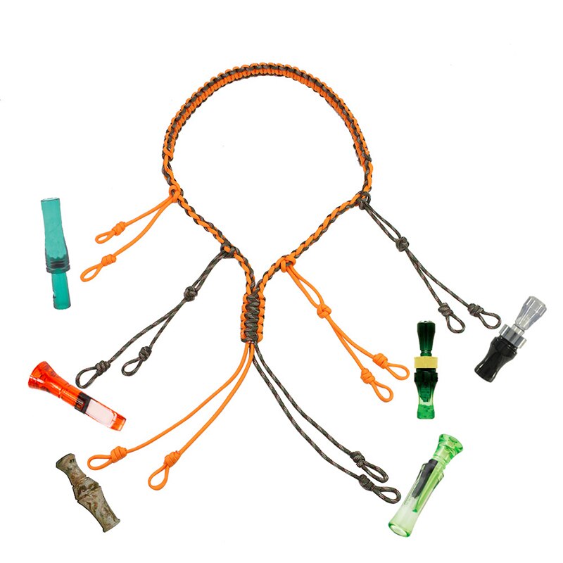 Hunting Whistle Lanyard Cord Outdoor Duck Call Hunting Decoy Rope with 12 Adjustable Loops