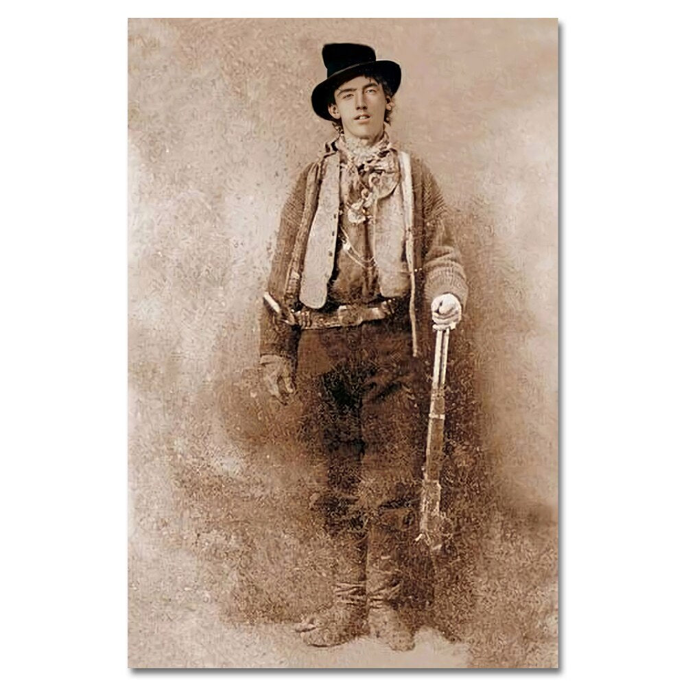 Billy The Kid Enhanced Poster Clear Face Outlaw American Old West Criminal Canvas Painting Wall Art Decor