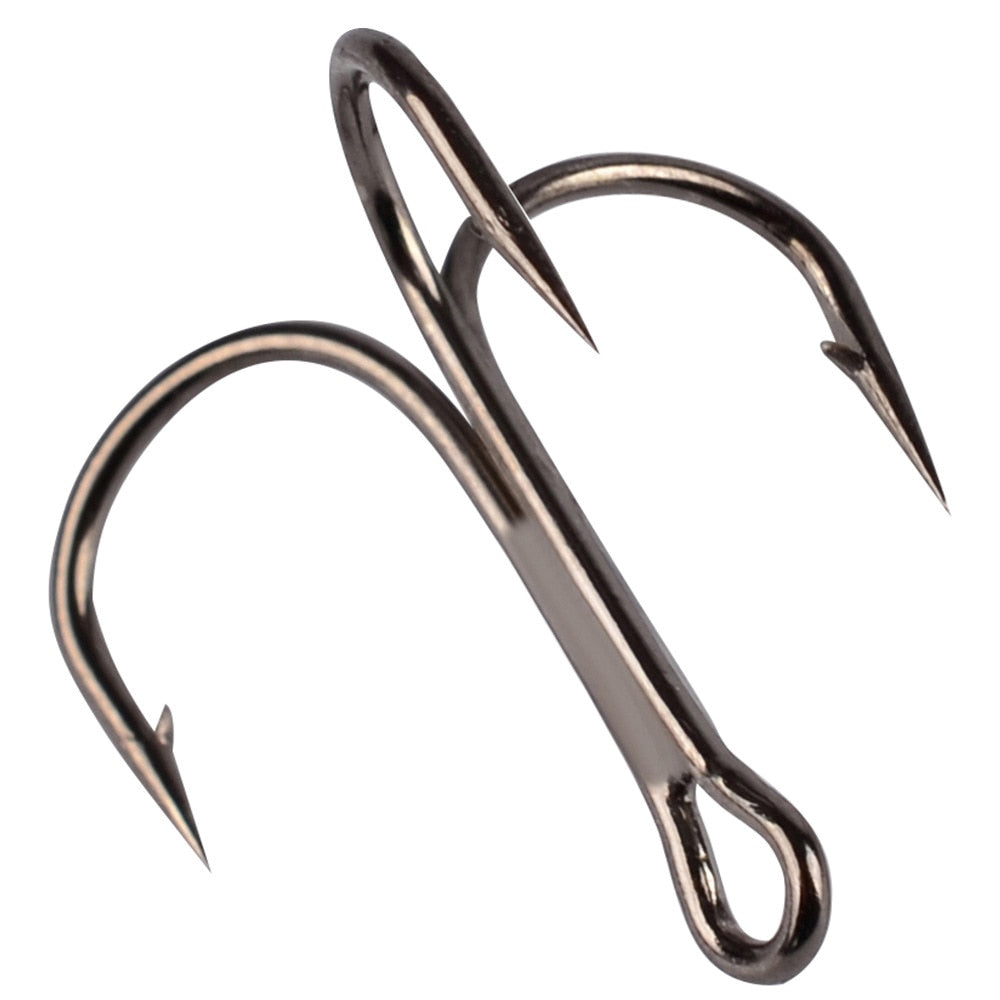 50Pcs/lot 2/4/6/8/10/12/14# Black/Gold/Silver Fishing Hook High Steel Carbon Material Three Hooks Fishing Tackle Tools