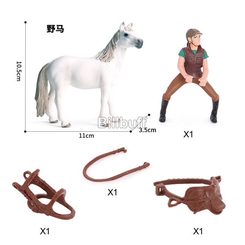 Simulation Rider Horses racing Farm Animals Racecourse Model Action Figures Decoration Early Educational Toys for Children Gifts