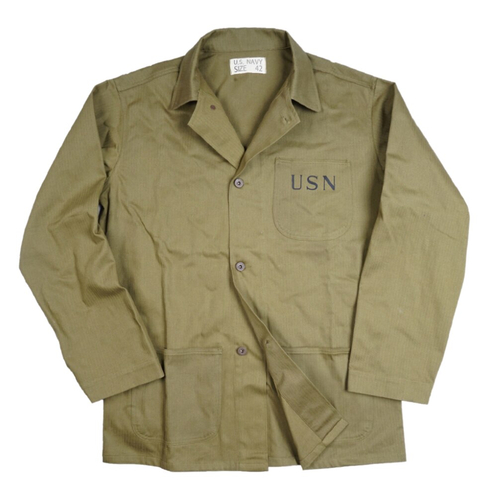 WWII WW2 US Navy USN jacket Trench Coat Retro Cotton Satin Uniforms