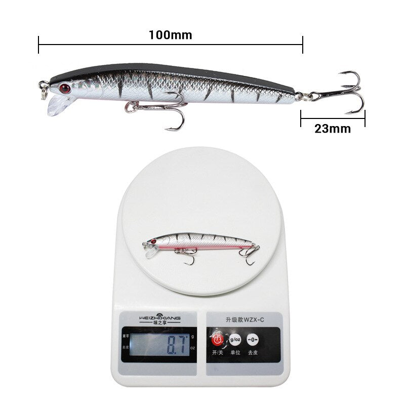 1pcs Minnow Fishing Lure 10cm 8.7g 3D Eyes Floating Artificial Hard Bait Crankbait Wobbler Bass Pike Carp Fishing Tackle Pesca