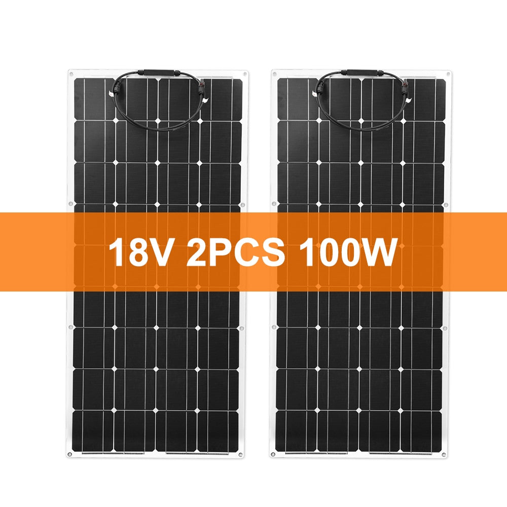 Dokio 18V/16V 100W 200W Flexible Monocrystalline Solar Panel Can Charge 12V Battery For Car/Boat/ Home Waterproof Solar Panel