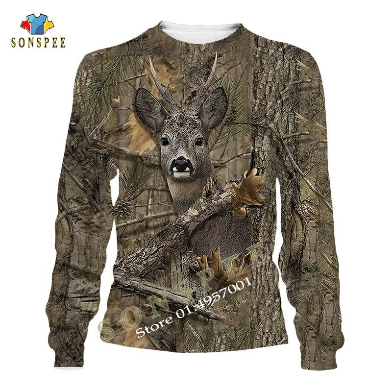 New Men Hoodie Camo HUNTING ANIMALS Deer ART 3D Hoodies Women Fashion Streetwear Hooded Sweatshirt Long Sleeve Casual Pullover X